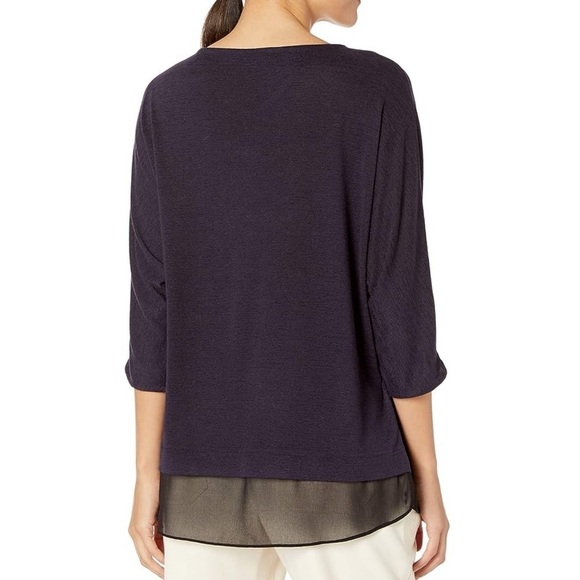 Nic+Zoe Nightshade Plum Purple Black Rejoice Sweater Mixed Media Chiffon Knit - Picture 2 of 11